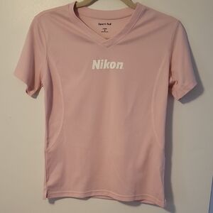 Nikon Light Pink V-Neck T-Shirt